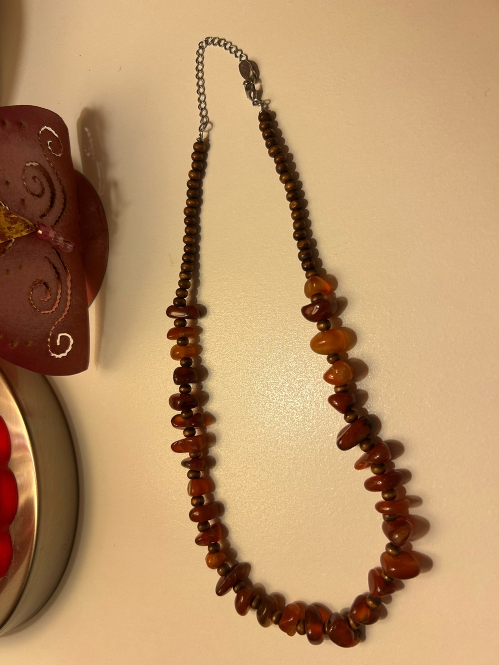 Vintage Amber-Tone Beaded Women's Necklace